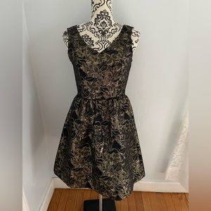 Metallic Black & Copper Frenchi Party Occasion Prom Dress Size 1 V Neck - Sexy